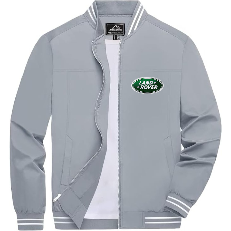 Men’s Land Rover Car Lightweight Zip-Up Bomber Jacket with Ribbed Collar and Cuffs - Versatile Casual Outerwear