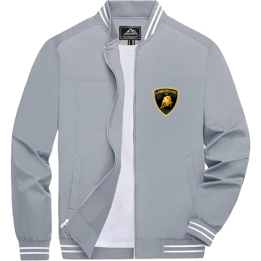 Men’s Lamborghini Car Lightweight Zip-Up Bomber Jacket with Ribbed Collar and Cuffs - Versatile Casual Outerwear