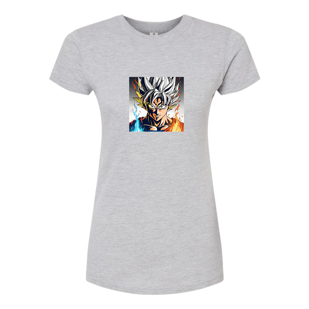 Women’s Goku Fire Dragon Ball Z Cartoon Round Neck T-Shirt