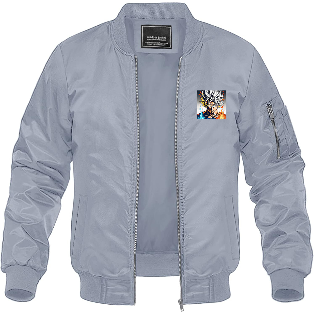 Men's Goku Fire Dragon Ball Z Cartoon Lightweight Bomber Jacket Windbreaker Softshell Varsity Jacket Coat