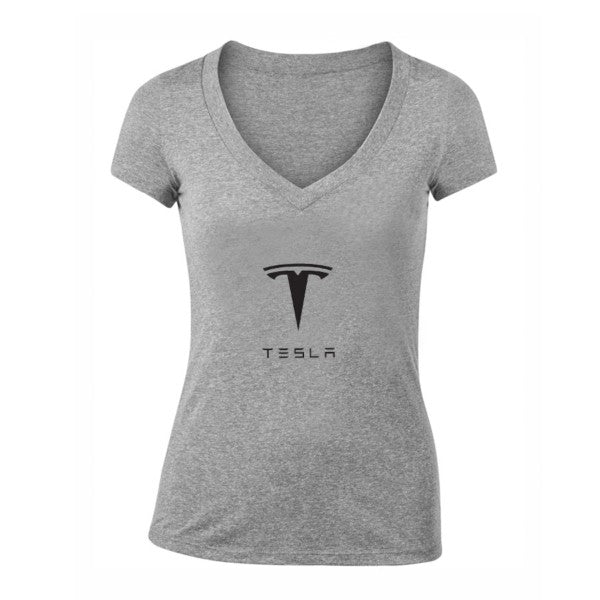 Women's Tesla Motorsports Car V-Neck T-Shirt