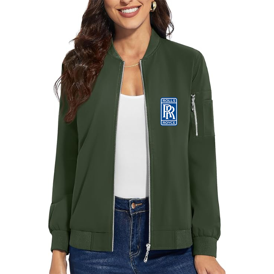 Women's Rolls Royce Car - Premium Bomber Jacket with Polished Detailing and Functional Sleeve Pocket - Modern Luxury Outerwear