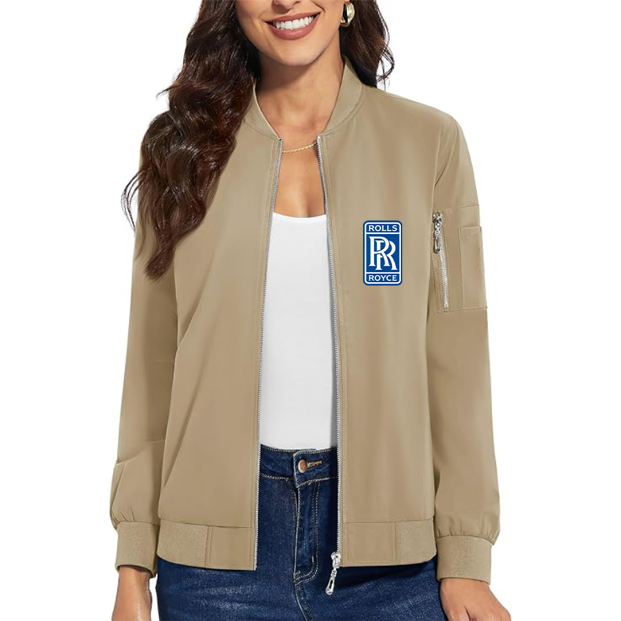 Women's Rolls Royce Car - Premium Bomber Jacket with Polished Detailing and Functional Sleeve Pocket - Modern Luxury Outerwear