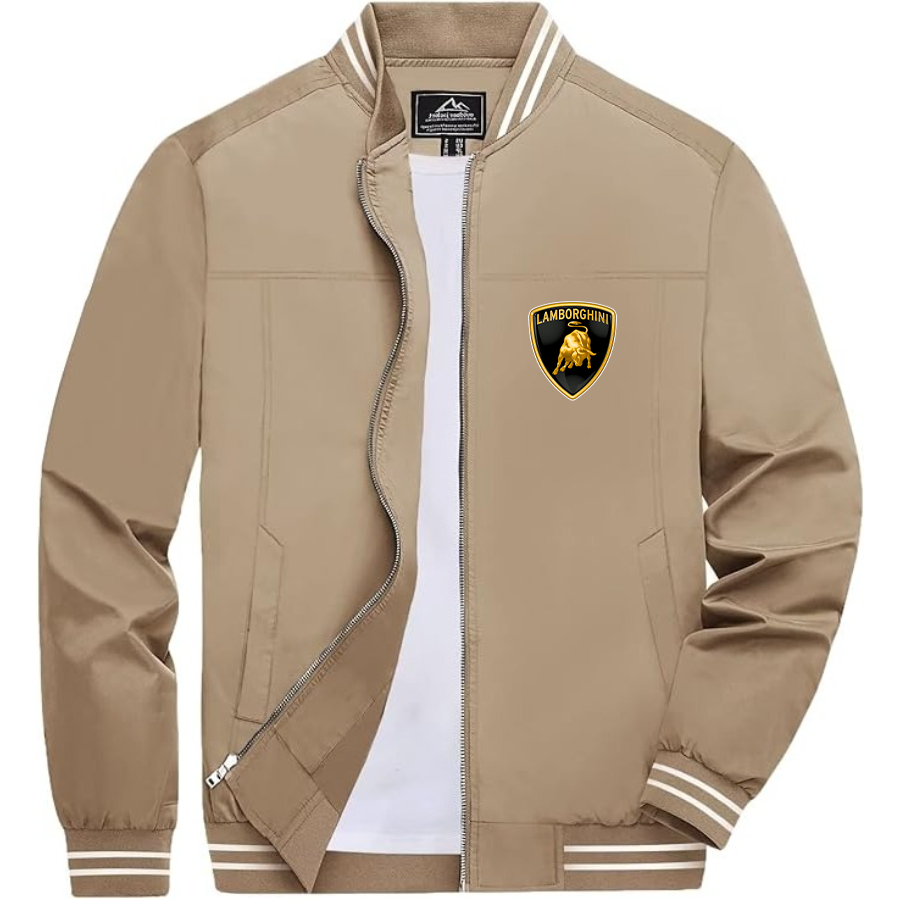 Men’s Lamborghini Car Lightweight Zip-Up Bomber Jacket with Ribbed Collar and Cuffs - Versatile Casual Outerwear