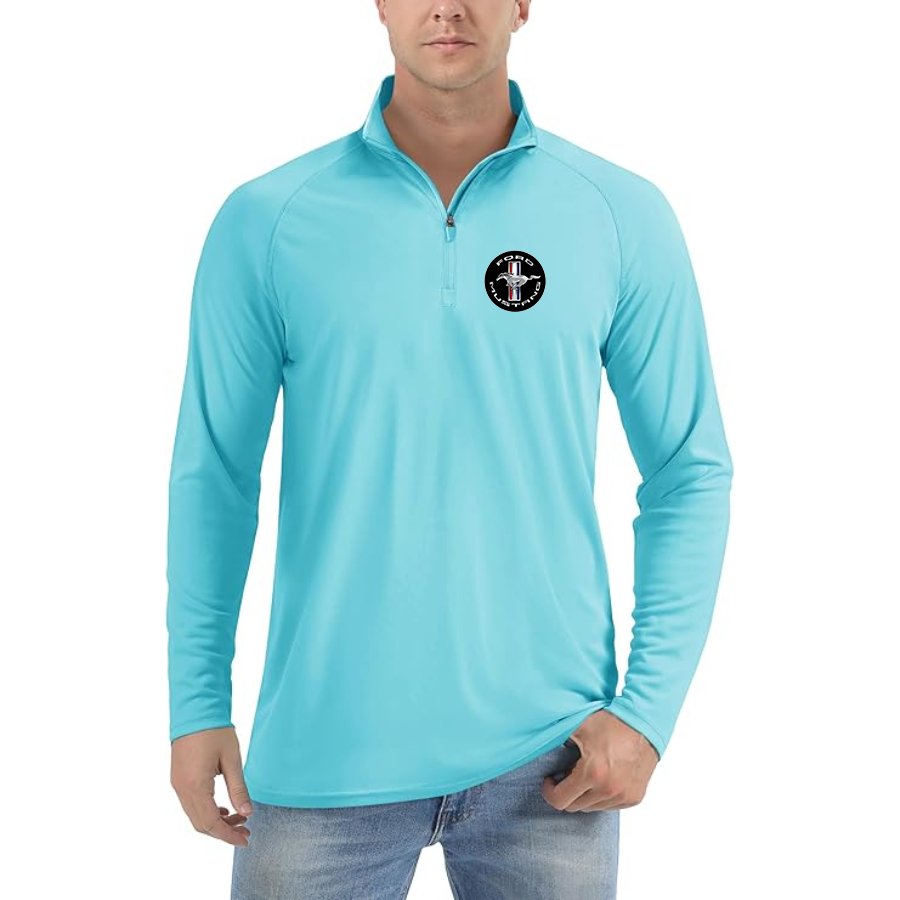 Men’s Ford Mustang Motorsport Supercars - Lightweight Quarter-Zip Athletic Shirt – Long Sleeve Performance Wear