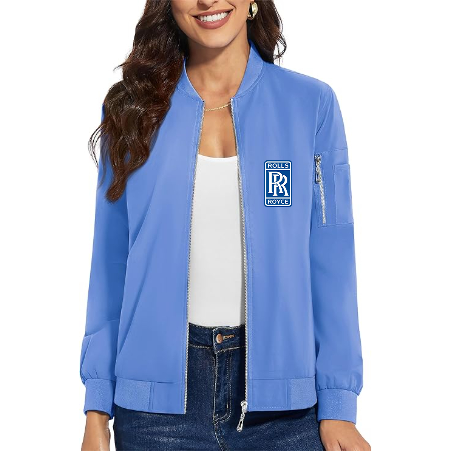 Women's Rolls Royce Car - Premium Bomber Jacket with Polished Detailing and Functional Sleeve Pocket - Modern Luxury Outerwear