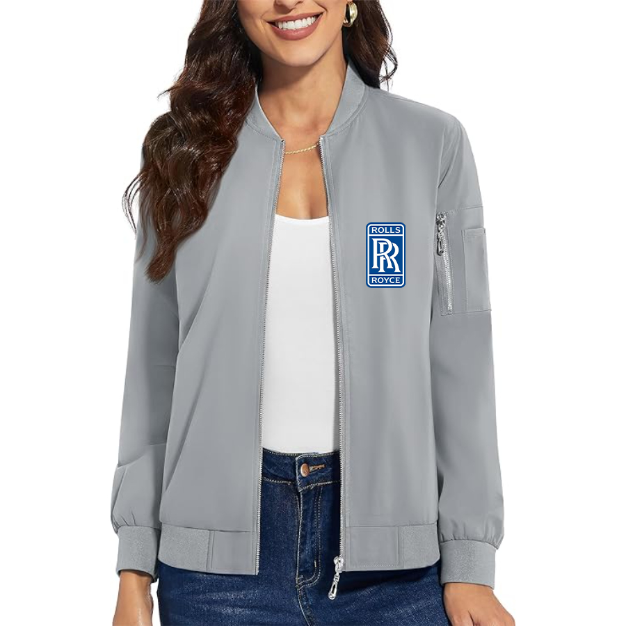 Women's Rolls Royce Car - Premium Bomber Jacket with Polished Detailing and Functional Sleeve Pocket - Modern Luxury Outerwear