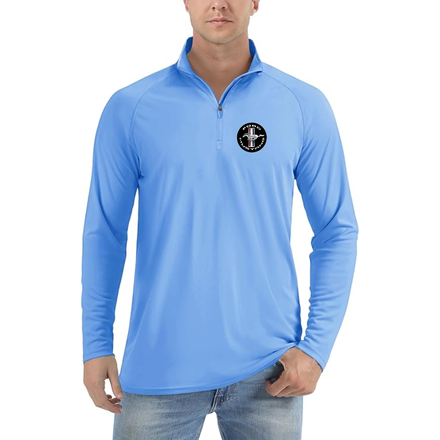 Men’s Ford Mustang Motorsport Supercars - Lightweight Quarter-Zip Athletic Shirt – Long Sleeve Performance Wear