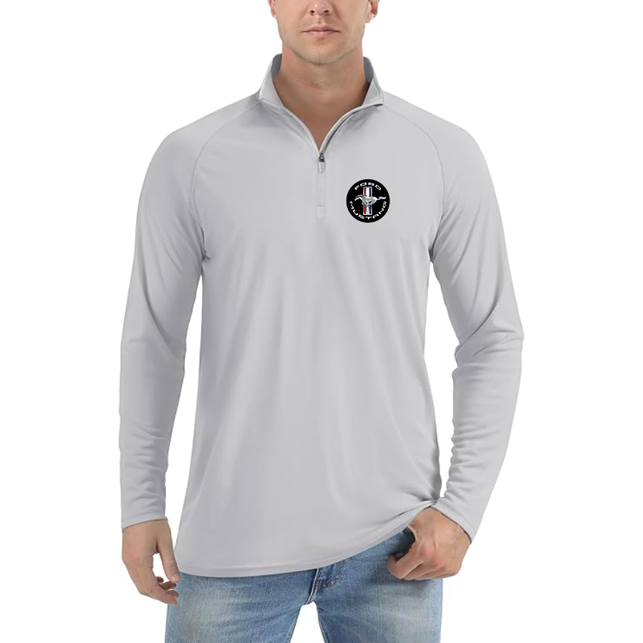 Men’s Ford Mustang Motorsport Supercars - Lightweight Quarter-Zip Athletic Shirt – Long Sleeve Performance Wear