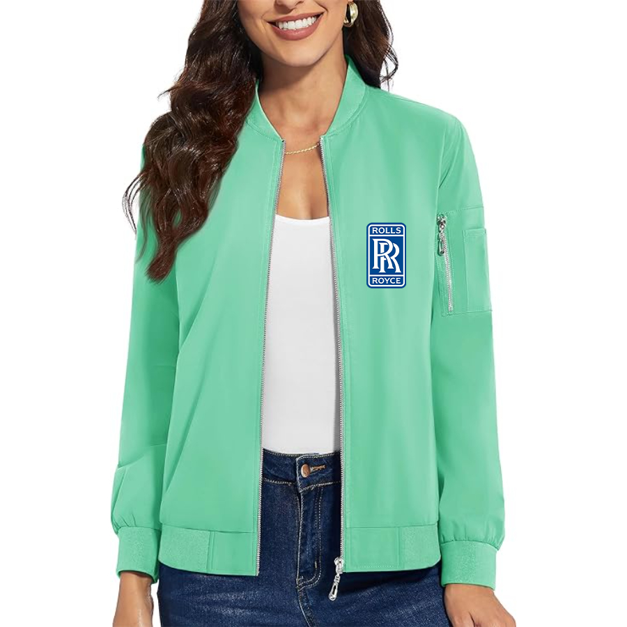 Women's Rolls Royce Car - Premium Bomber Jacket with Polished Detailing and Functional Sleeve Pocket - Modern Luxury Outerwear