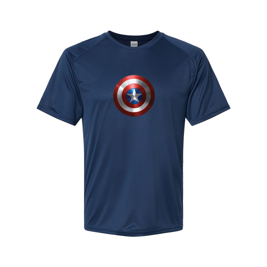 Youth Kids Captain America Superhero Performance T-Shirt