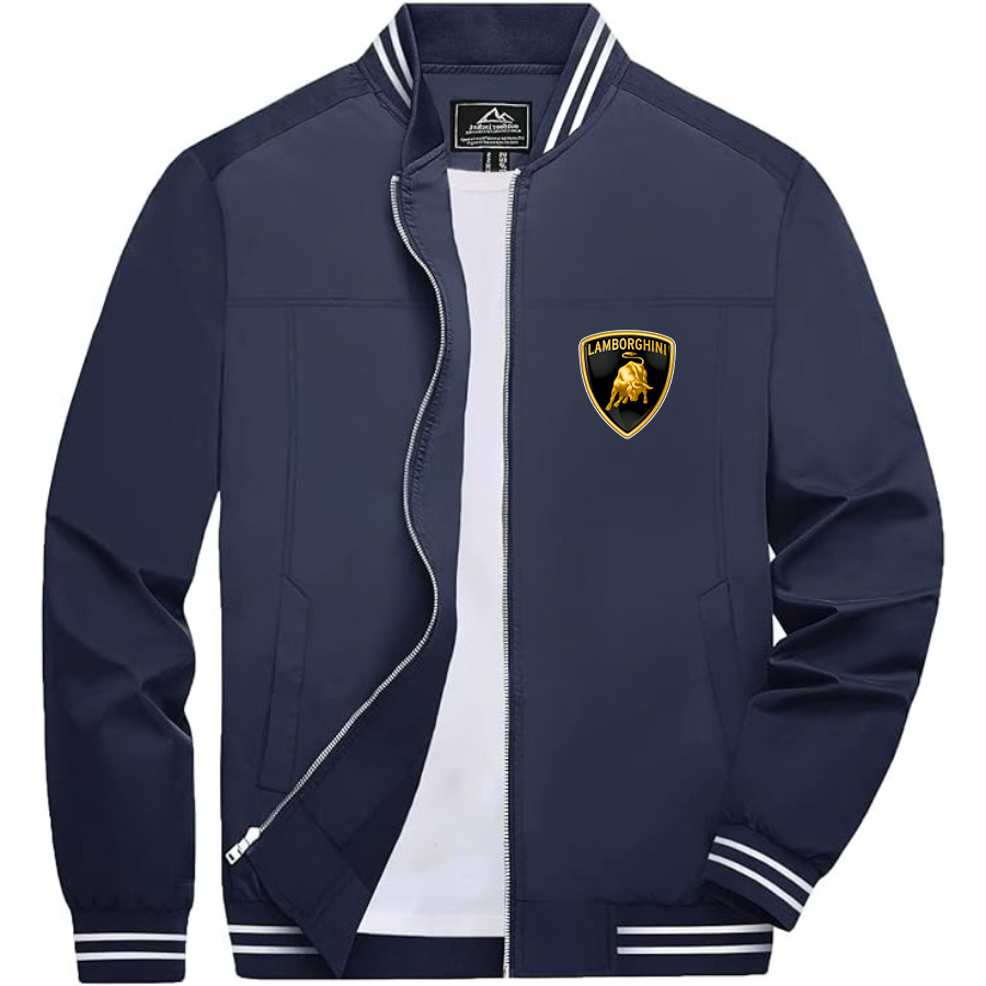Men’s Lamborghini Car Lightweight Zip-Up Bomber Jacket with Ribbed Collar and Cuffs - Versatile Casual Outerwear