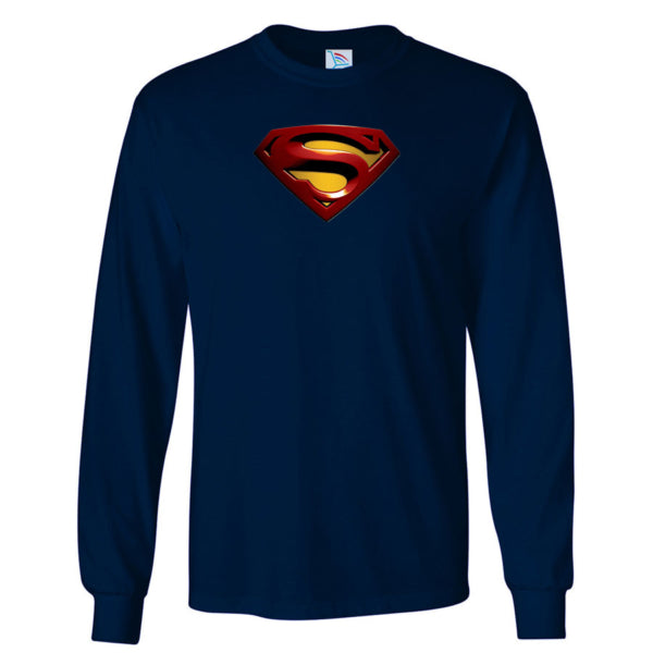 Youth Kids Superman Superhero Long Sleeve T-Shirt