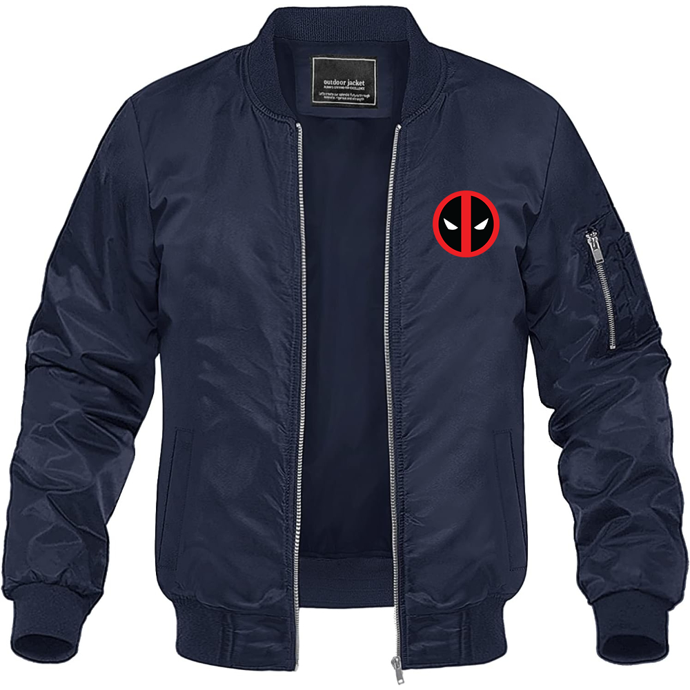 Men's Deadpool Marvel Superhero Lightweight Bomber Jacket Windbreaker Softshell Varsity Jacket Coat