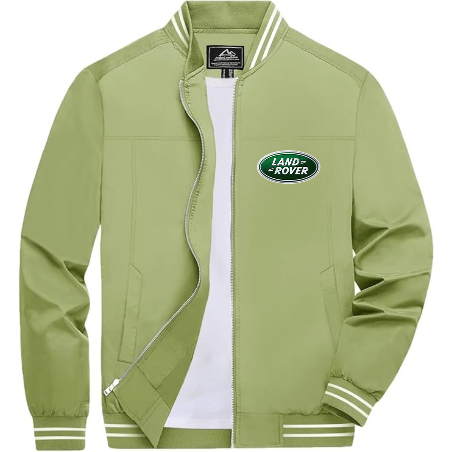 Men’s Land Rover Car Lightweight Zip-Up Bomber Jacket with Ribbed Collar and Cuffs - Versatile Casual Outerwear