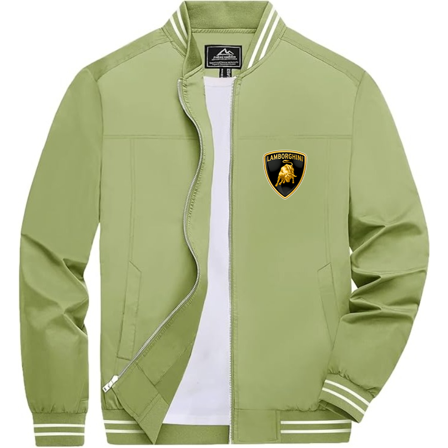 Men’s Lamborghini Car Lightweight Zip-Up Bomber Jacket with Ribbed Collar and Cuffs - Versatile Casual Outerwear