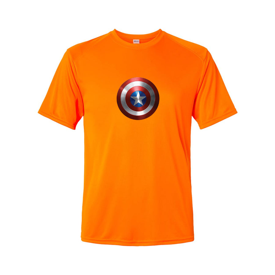 Youth Kids Captain America Superhero Performance T-Shirt