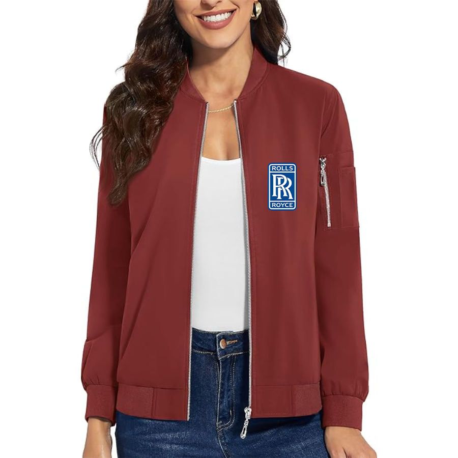 Women's Rolls Royce Car - Premium Bomber Jacket with Polished Detailing and Functional Sleeve Pocket - Modern Luxury Outerwear