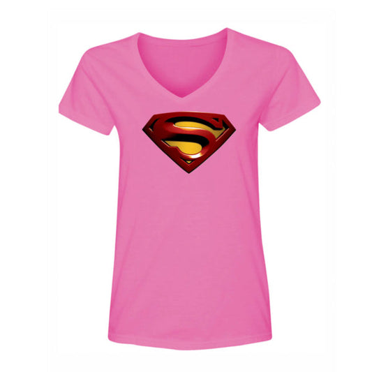 Women's Superman Superhero V-Neck T-Shirt