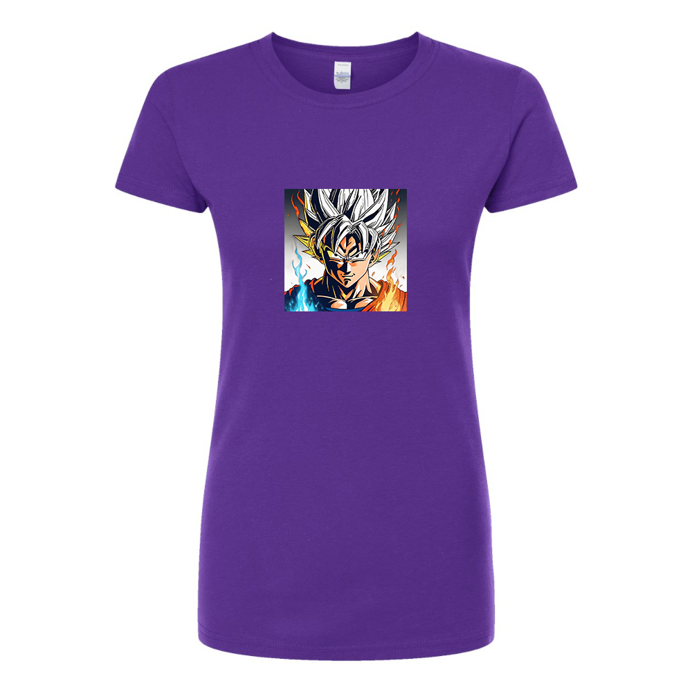 Women’s Goku Fire Dragon Ball Z Cartoon Round Neck T-Shirt