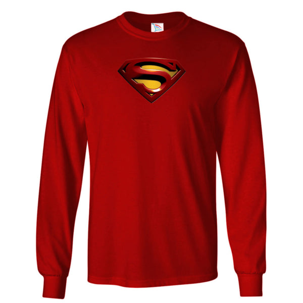 Youth Kids Superman Superhero Long Sleeve T-Shirt