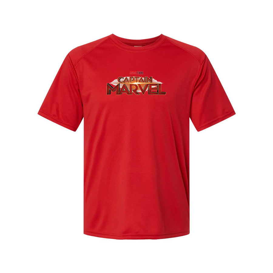 Youth Kids Captain Marvel Superhero Performance T-Shirt