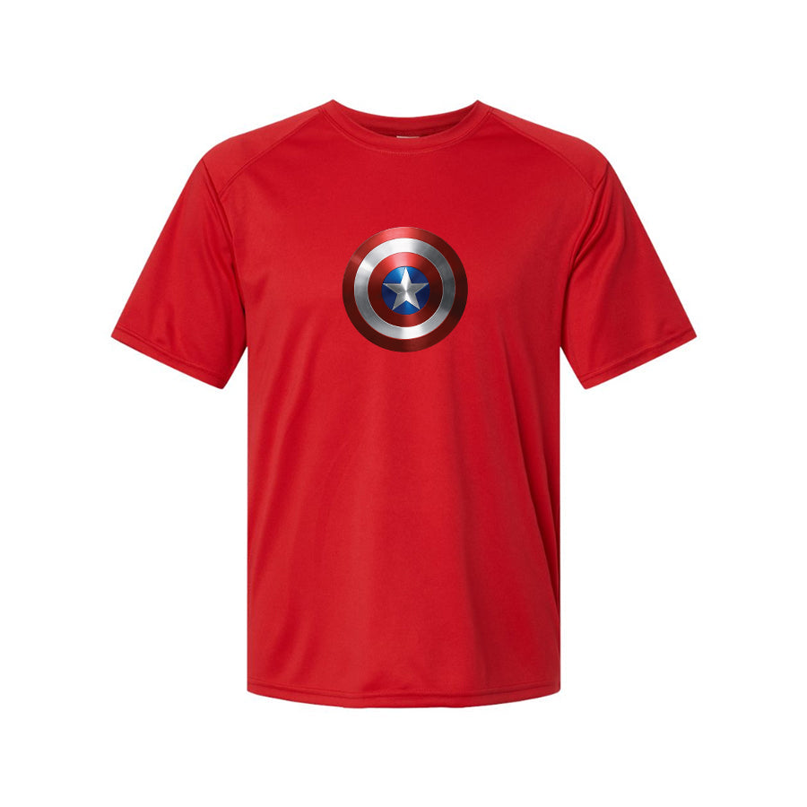 Youth Kids Captain America Superhero Performance T-Shirt