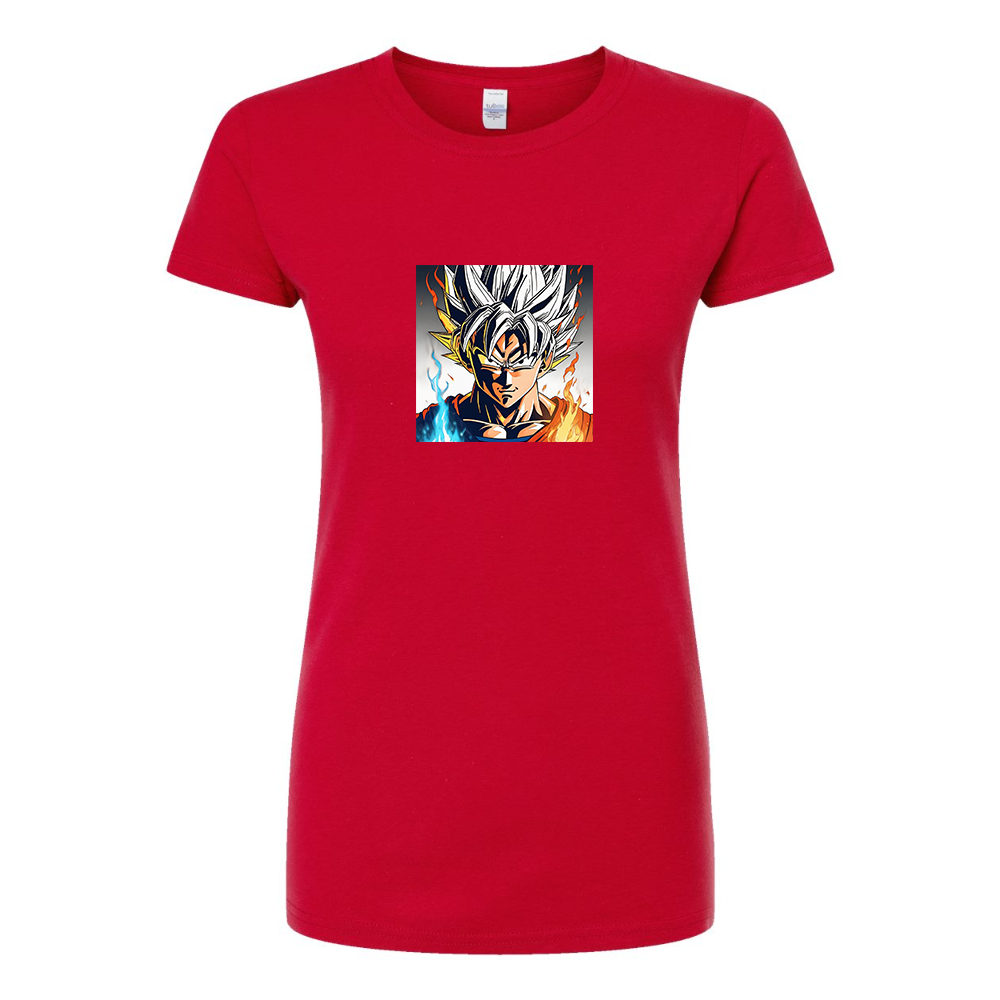 Women’s Goku Fire Dragon Ball Z Cartoon Round Neck T-Shirt