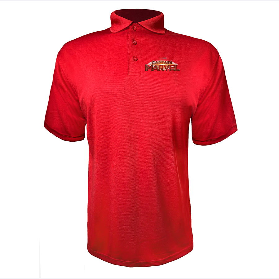 Men's Captain Marvel Superhero Polyester Polo