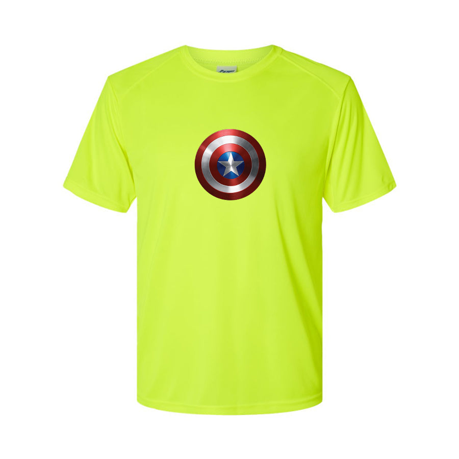 Youth Kids Captain America Superhero Performance T-Shirt