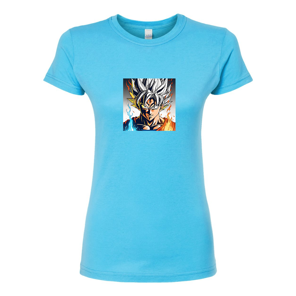 Women’s Goku Fire Dragon Ball Z Cartoon Round Neck T-Shirt