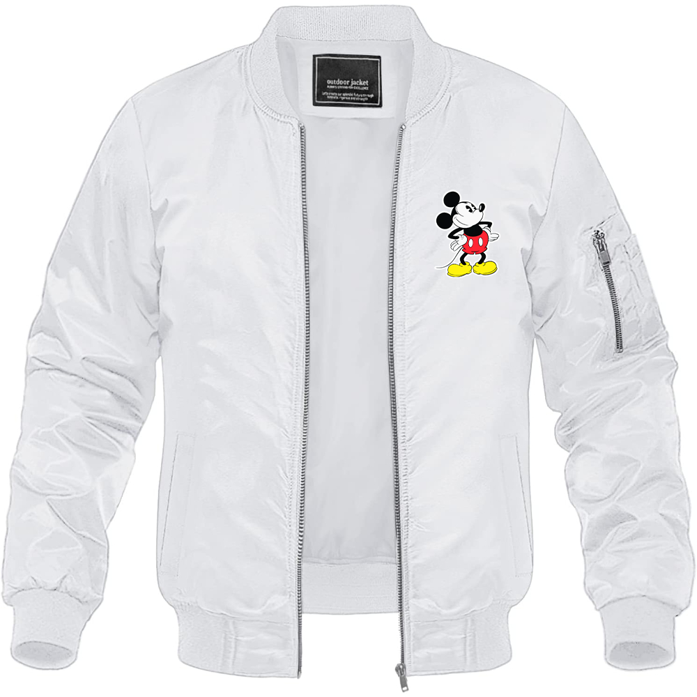 Men's Mickey Mouse Cartoon Lightweight Bomber Jacket Windbreaker Softshell Varsity Jacket Coat
