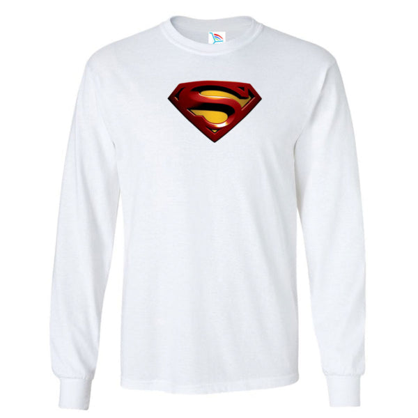 Youth Kids Superman Superhero Long Sleeve T-Shirt