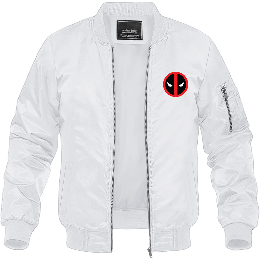 Men's Deadpool Marvel Superhero Lightweight Bomber Jacket Windbreaker Softshell Varsity Jacket Coat