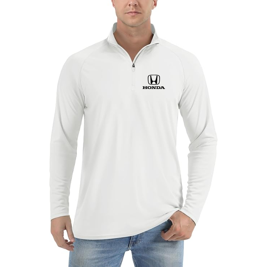 Men’s Honda Motorsport - Lightweight Quarter-Zip Athletic Shirt – Long Sleeve Polyester Wear
