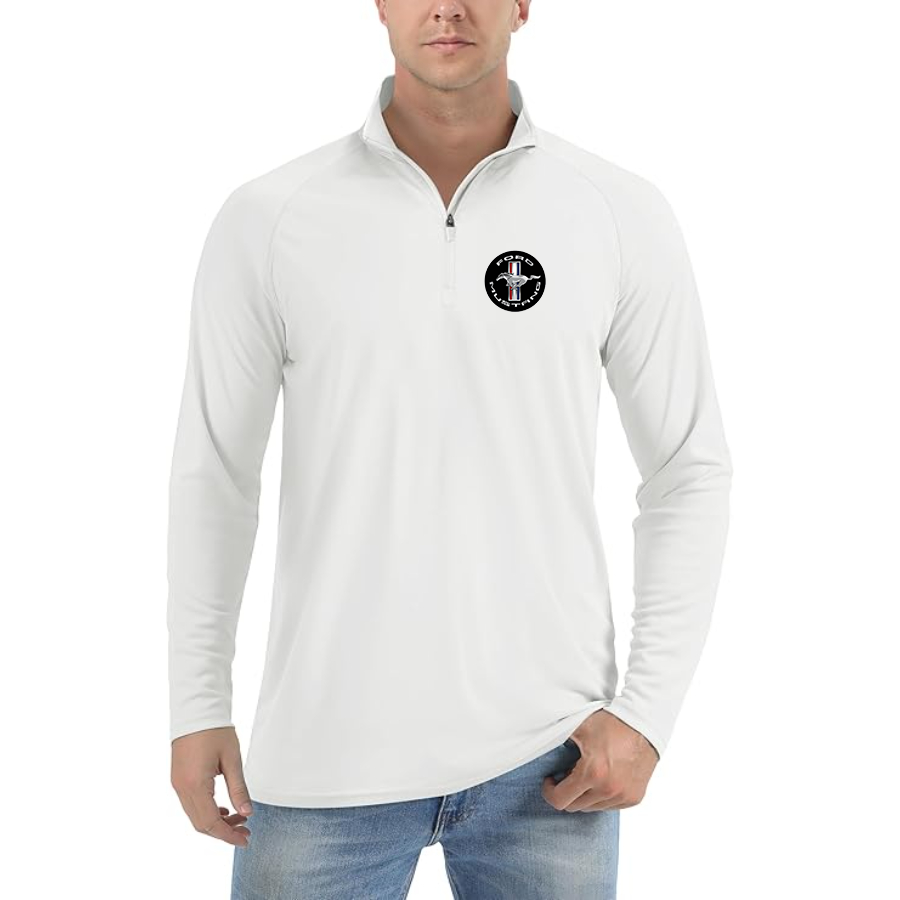 Men’s Ford Mustang Motorsport Supercars - Lightweight Quarter-Zip Athletic Shirt – Long Sleeve Performance Wear