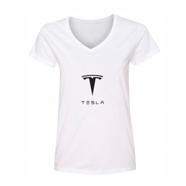Women's Tesla Motorsports Car V-Neck T-Shirt