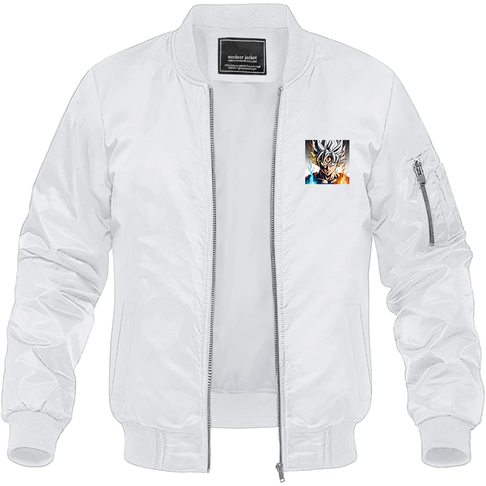 Men's Goku Fire Dragon Ball Z Cartoon Lightweight Bomber Jacket Windbreaker Softshell Varsity Jacket Coat