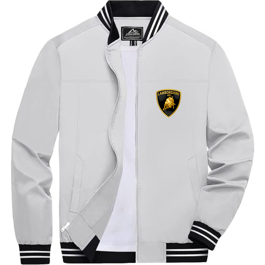 Men’s Lamborghini Car Lightweight Zip-Up Bomber Jacket with Ribbed Collar and Cuffs - Versatile Casual Outerwear