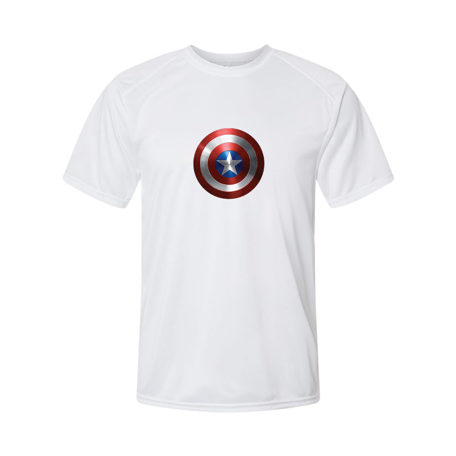 Youth Kids Captain America Superhero Performance T-Shirt