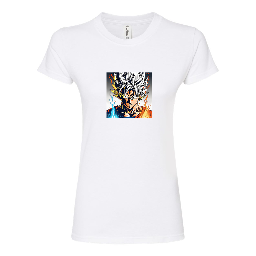 Women’s Goku Fire Dragon Ball Z Cartoon Round Neck T-Shirt