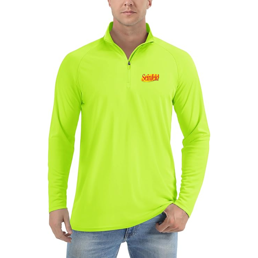 Men’s Seinfeld Sitcom Show -  Lightweight Quarter-Zip Athletic Shirt – Long Sleeve Polyester Wear