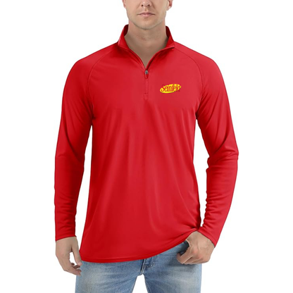 Men’s Seinfeld Sitcom Show -  Lightweight Quarter-Zip Athletic Shirt – Long Sleeve Polyester Wear