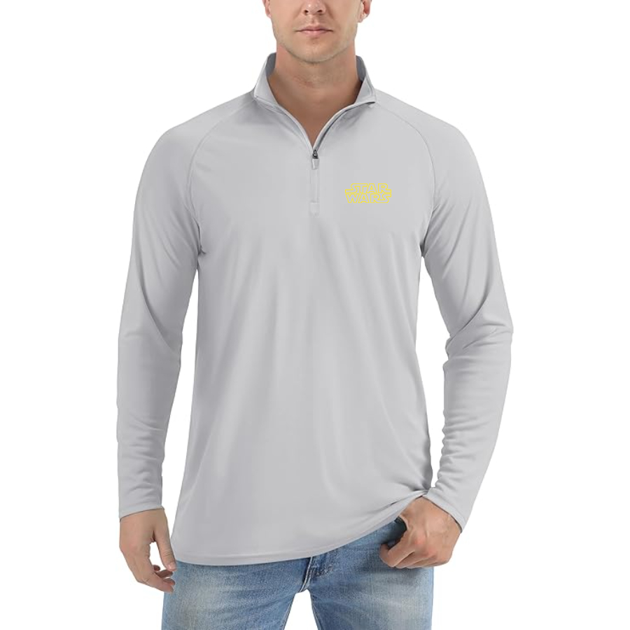 Men’s Star Wars Movie -  Lightweight Quarter-Zip Athletic Shirt – Long Sleeve Polyester Wear