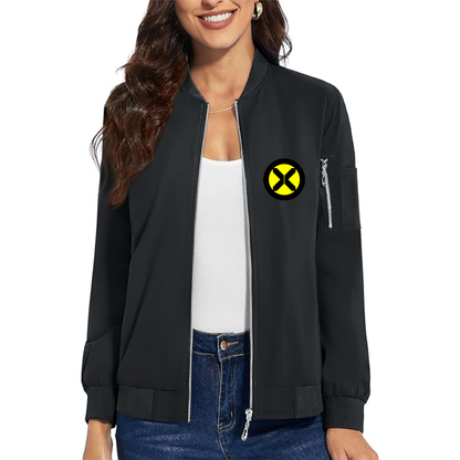 Women's X-Men Marvel Comics Superhero - Premium Bomber Jacket with Polished Detailing and Functional Sleeve Pocket - Modern Luxury Outerwear