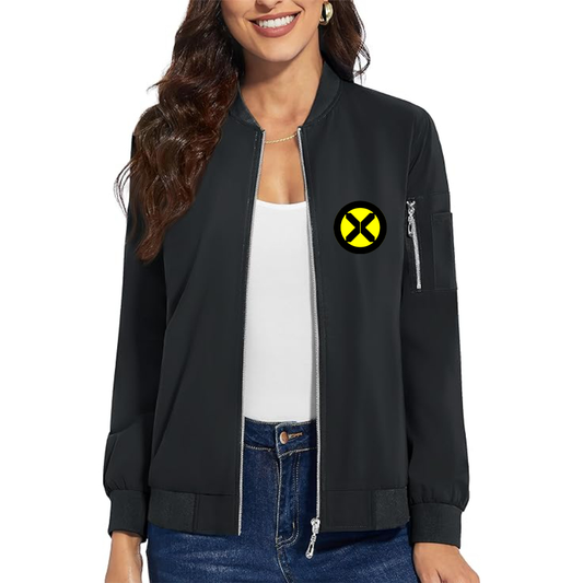 Women's X-Men Marvel Comics Superhero - Premium Bomber Jacket with Polished Detailing and Functional Sleeve Pocket - Modern Luxury Outerwear