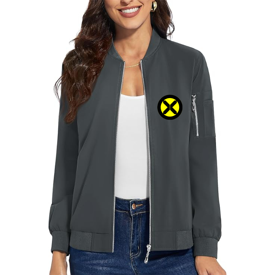 Women's X-Men Marvel Comics Superhero - Premium Bomber Jacket with Polished Detailing and Functional Sleeve Pocket - Modern Luxury Outerwear