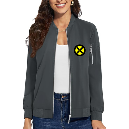 Women's X-Men Marvel Comics Superhero - Premium Bomber Jacket with Polished Detailing and Functional Sleeve Pocket - Modern Luxury Outerwear