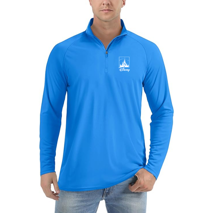 Men’s Walt Disney Cartoon -  Lightweight Quarter-Zip Athletic Shirt – Long Sleeve Polyester Wear