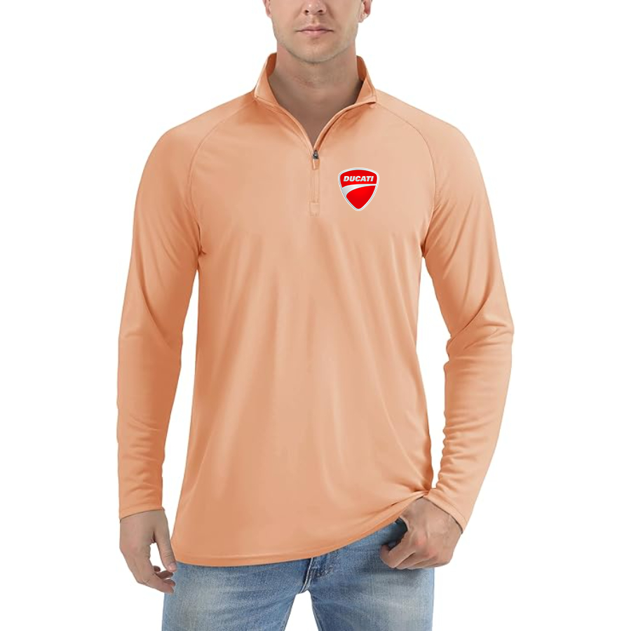 Men’s Ducati Motorcycle - Lightweight Quarter-Zip Athletic Shirt – Long Sleeve Performance Wear